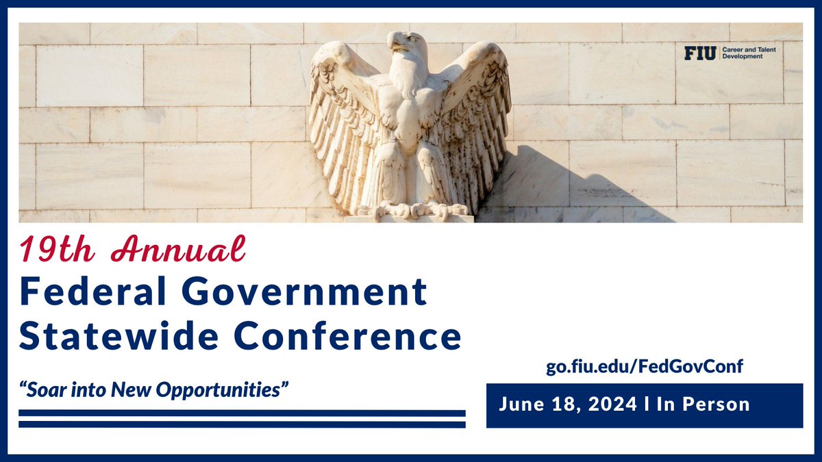 Interested in learning about federal government career opportunities? Join us at the 18th Annual Federal Government Statewide Conference! Meet federal agency hiring managers, recruiters, and more! For more information, visit go.fiu.edu/FedGovtConf #HireFIU #FIU