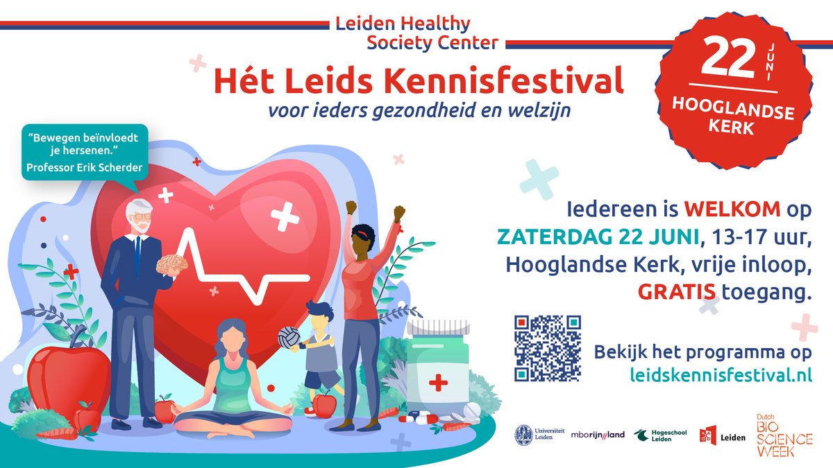 Ontdek 22 juni op het kennisfestival van het Leiden Healthy Society Center wat er in Leiden zoal gebeurt op het gebied van gezondheid en welzijn, bijv. wat onze hogeschool zo allemaal doet op dit vlak #leidskennisfestival #leidenkennisstad #DBSW #LHSC leidskennisfestival.nl