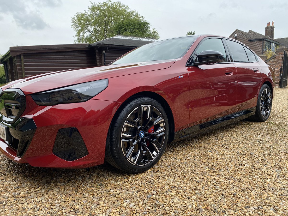 Another one in for the New car protection package ☑️ 

♦️ BMW i5 M60 in fire red metallic  

#detailing