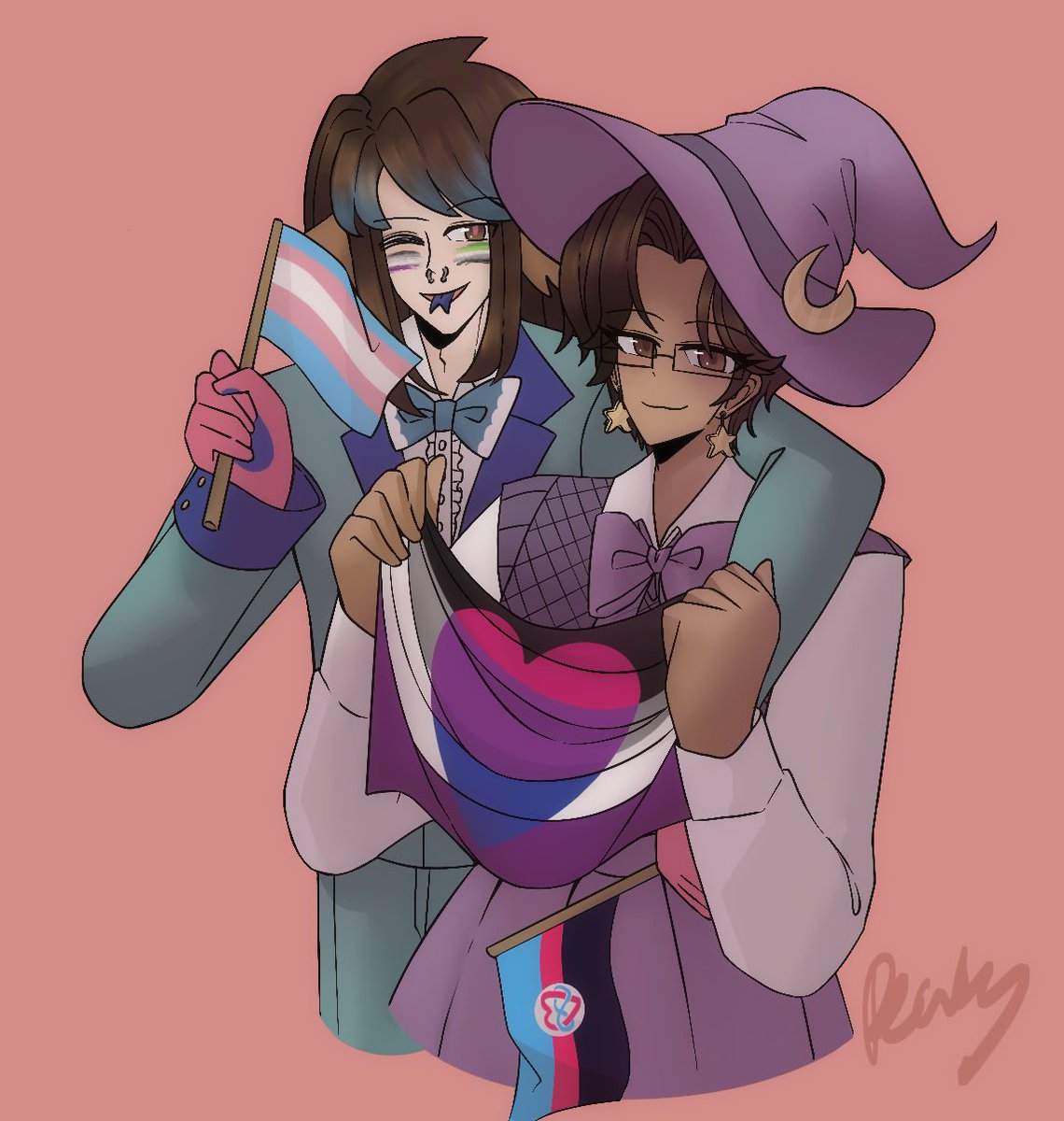 Oh_soPeachy's tweet photo. @ActuallyRea Its me and my bf <3 also happy pride month https://t.co/e2VJqfBJmU