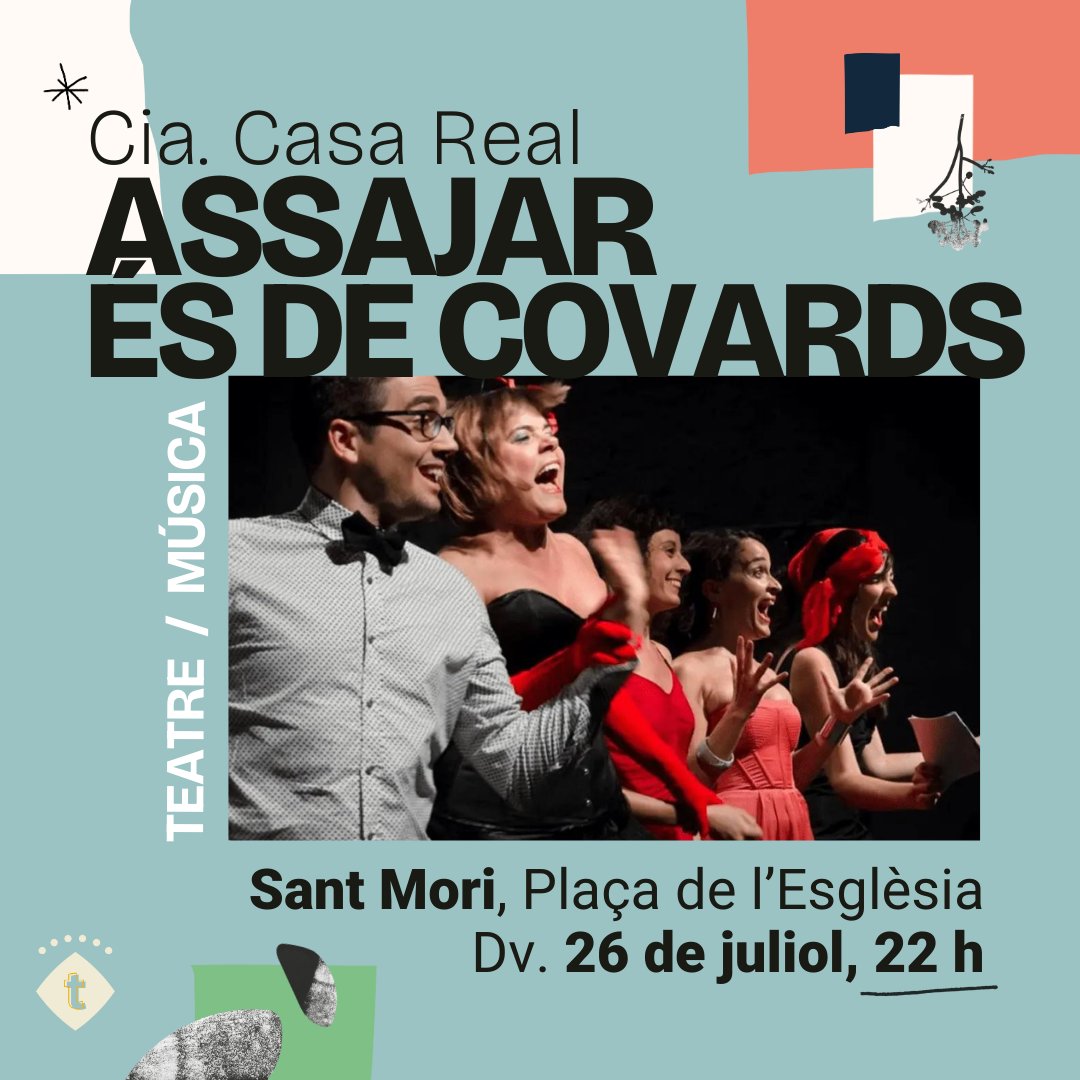 fasttemporda's tweet photo. PROGRAMACIÓ #FASTT 2024 🌻

‘Assajar és de covards’, de @CiaCasaReal, una vetllada única on els professionals i el públic faran un salt al buit i cauran dempeus!

📍Sant Mori (Pl. de l'Església)
📆26/7
⌚️22h (a les 20h obrim portes)
🎟12,50€

+ info a 📲 https://t.co/YArLUoy7Cp https://t.co/U6xAH2W9RB