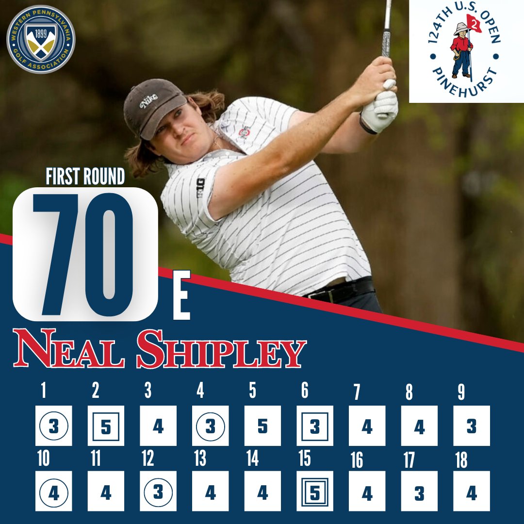 thewpga's tweet image. Not too shabby for a first-ever round at a U.S. Open for Western PA amateur Neal Shipley 🚢

Ship is T22 after 18❗

#WestPennProud #theWPGA #WestPennGolf