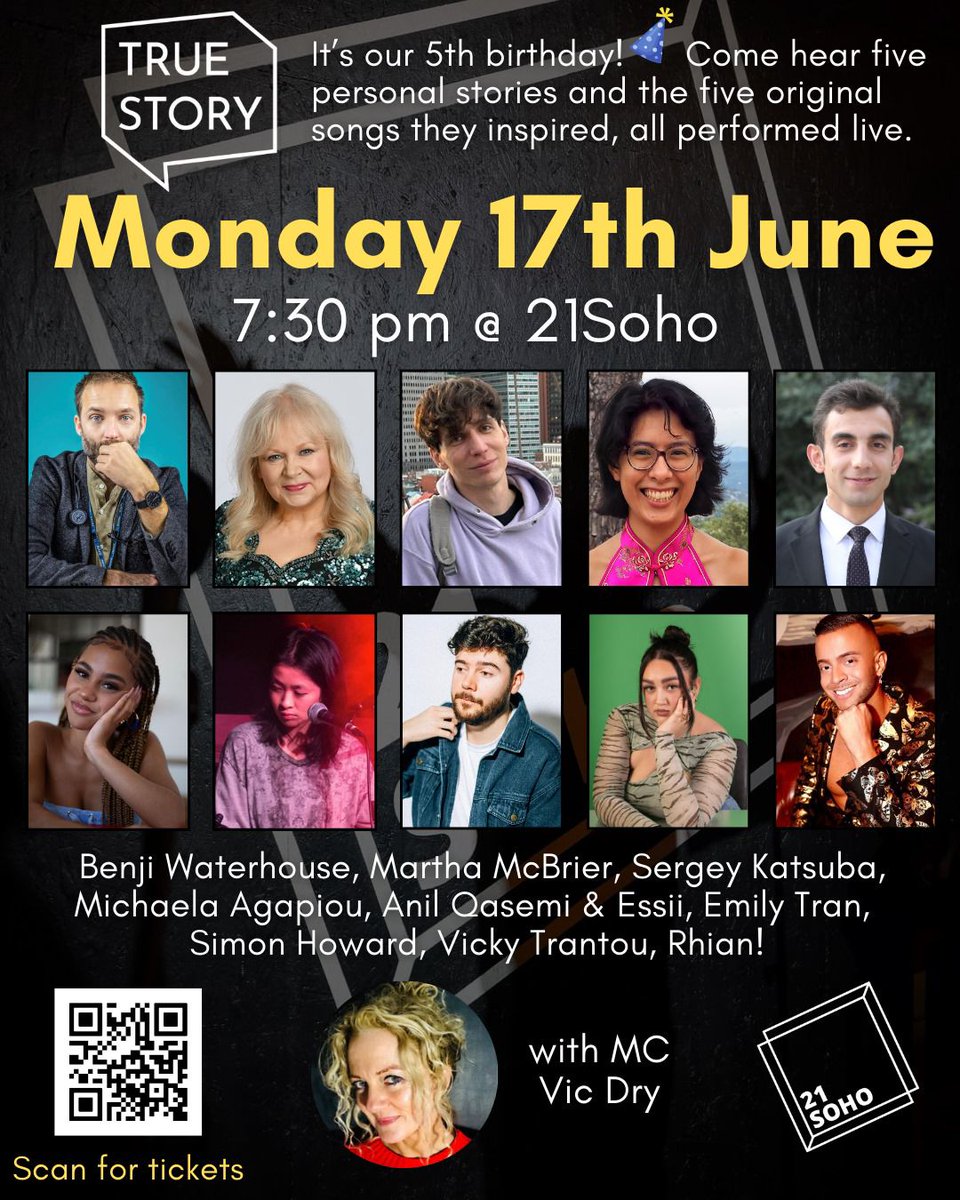 We are just 4 DAYS away from our 5th birthday celebrations! 
Another True Story live show with a great lineup of 5 storytellers and 5 musicians. 
Tickets are still available here: loom.ly/XOXEjyo - don’t miss out!☺️