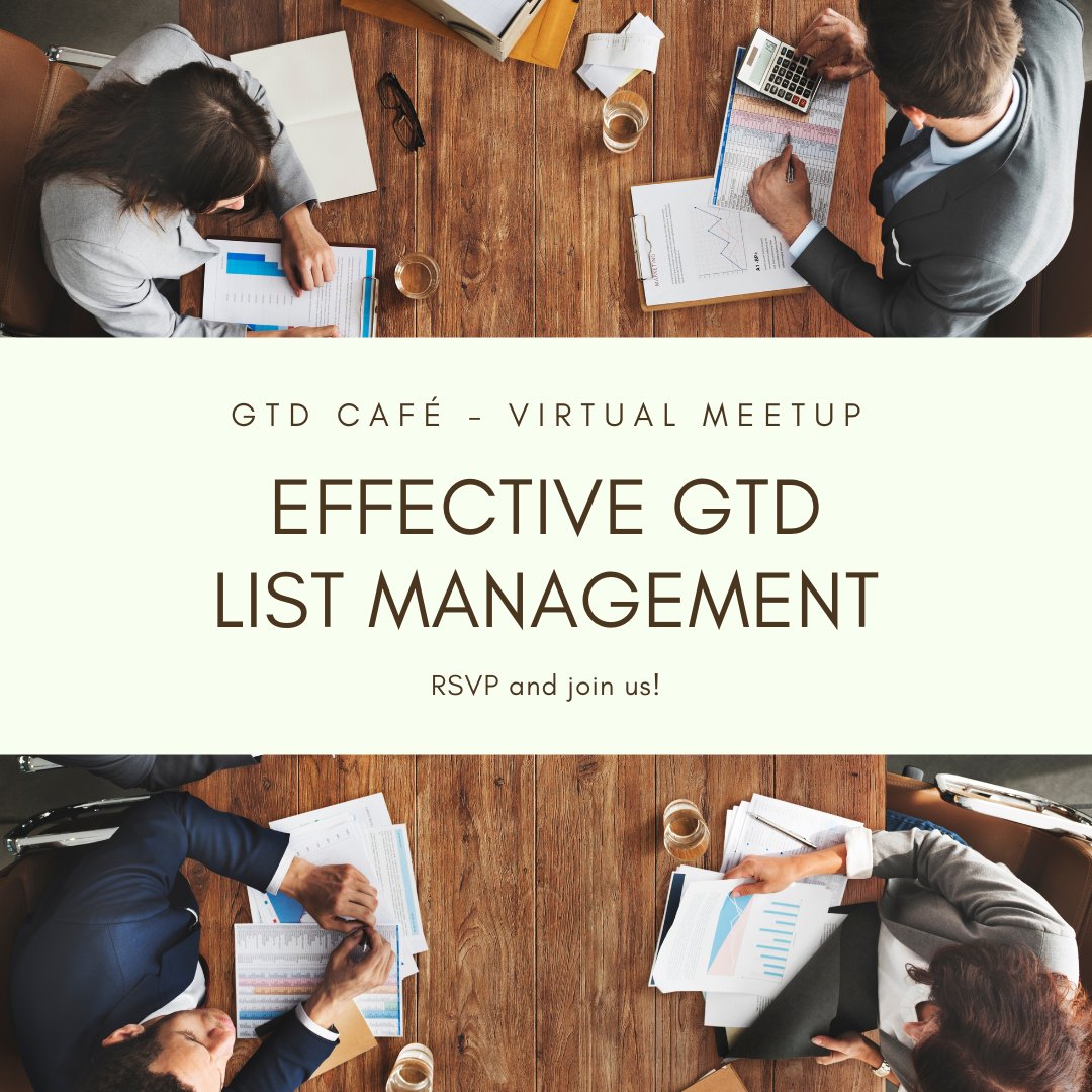 rsidneysmith's tweet image. Struggling with managing your GTD lists?  Join the FREE GTD Cafe virtual meetup on July 9th, 6:00 PM ET for tips &amp;amp; tricks! #productivity #GTD #GettingThingsDone Join &amp;amp; RSVP: personalproductivity.club/share/Y-sL9x4h…