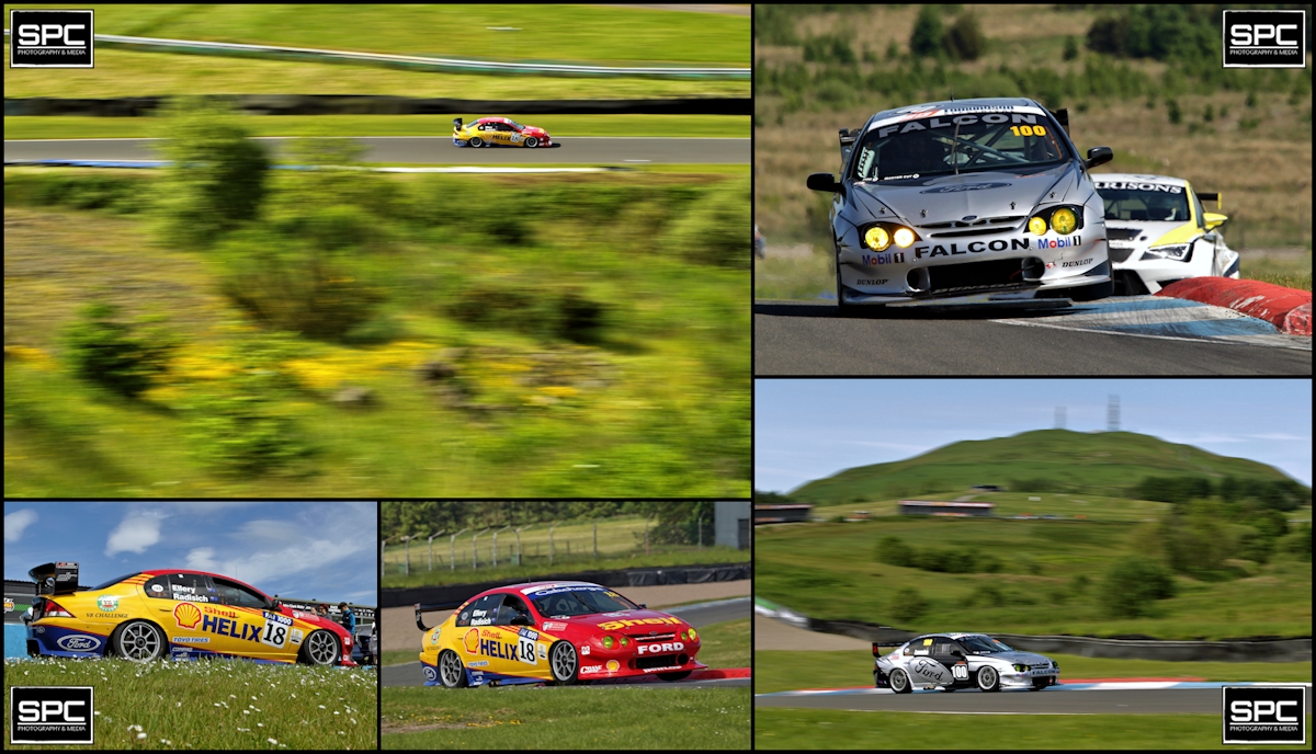 spcphotomedia's tweet photo. Andy Robinson raced both of his #FordFalcon #AU #V8SC #V8Supercars at #Knockhill on the 1st/2nd June, the 7-litre Shell car in the #ModifiedFordSeries and the 5-litre #GreenEyedMonster in the #NSSCC, scoring a podium in the second Ford race. #Thundersaloons https://t.co/xzOsr7FH18