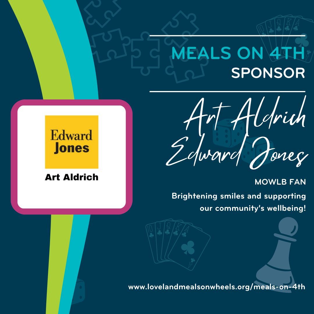 Big thanks to Art Aldrich at Edward Jones for your generous support!
Your partnership fuels the MOWLB mission, bringing smiles to our clients. 
Join Art at Meals on 4th - Tickets available through Sunday: buff.ly/4cka7bk 

#MealsOn4th #CommunitySupport #MOWLBFan
