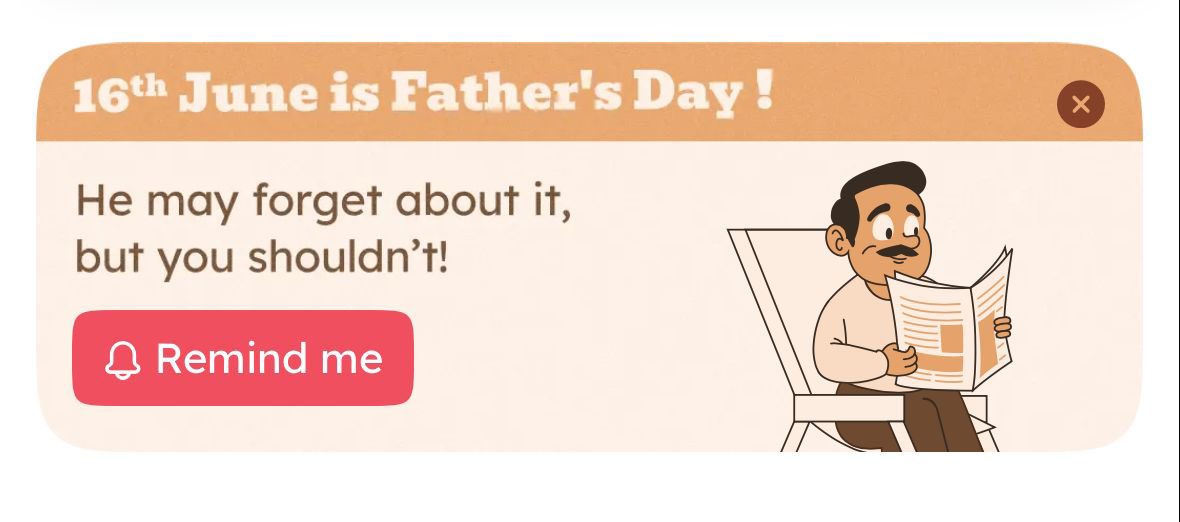 UNuances's tweet photo. (883) @zomato lets users set reminders about Father’s Day helping them to remind about the occasion while also creating an opportunity for transaction. A great way to leverage short term events with user first mindset to drive business objectives!
#zomato #food #product #UNuances https://t.co/mHxNhQbntr