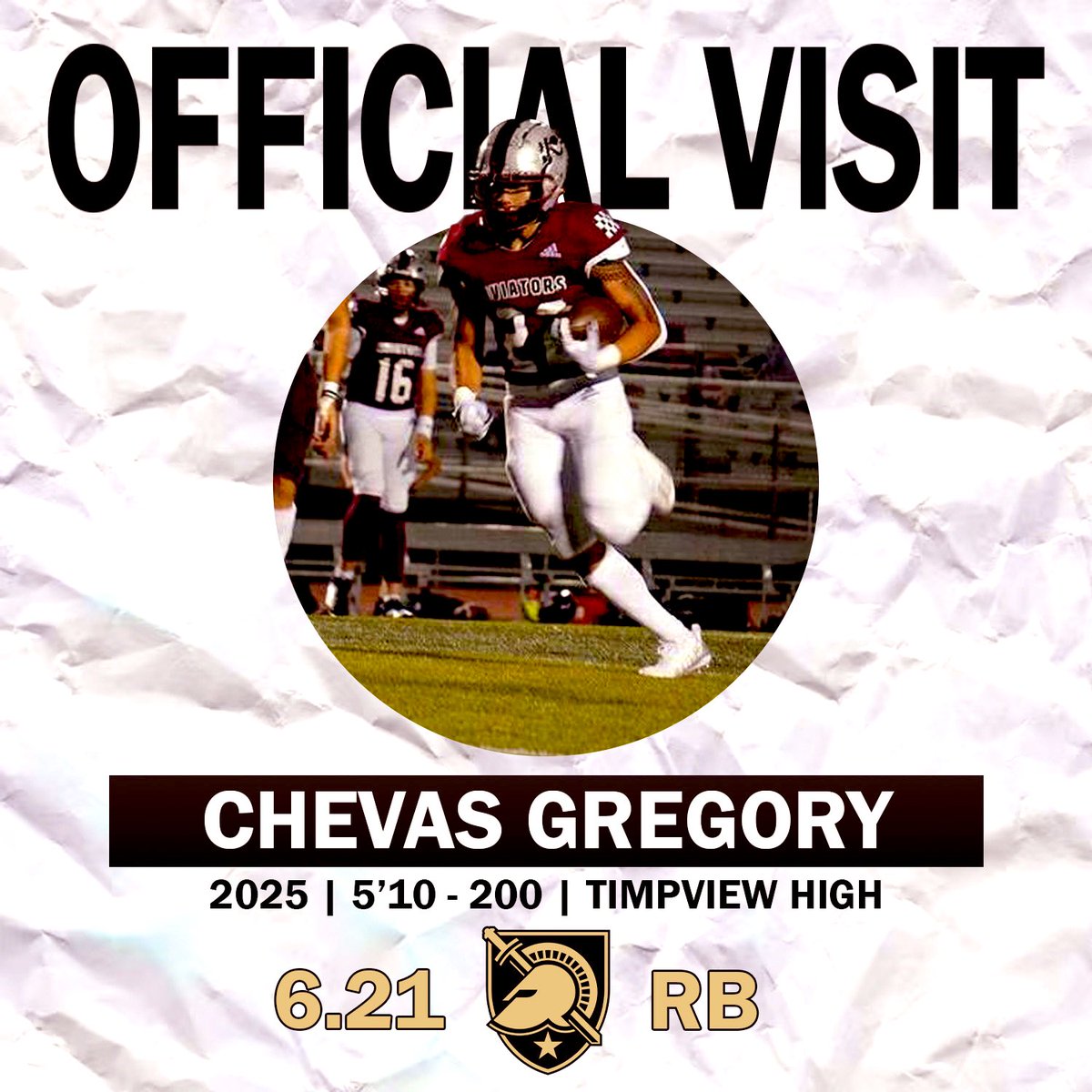 OV to West Point
<a href="/ArmyWP_Football/">Army Football</a> <a href="/CoachJeffMonken/">Jeff Monken</a> <a href="/CoachSaturnio/">Sean Saturnio</a> <a href="/CoachBPowers/">Blake Powers</a> <a href="/goblackknights/">#GoBlackKnights</a> <a href="/AGEDITS32/">AG Edits</a> <a href="/CoachTyusMoe/">Tyus Moe</a> <a href="/RBcoachChev/">Coach Chev</a>