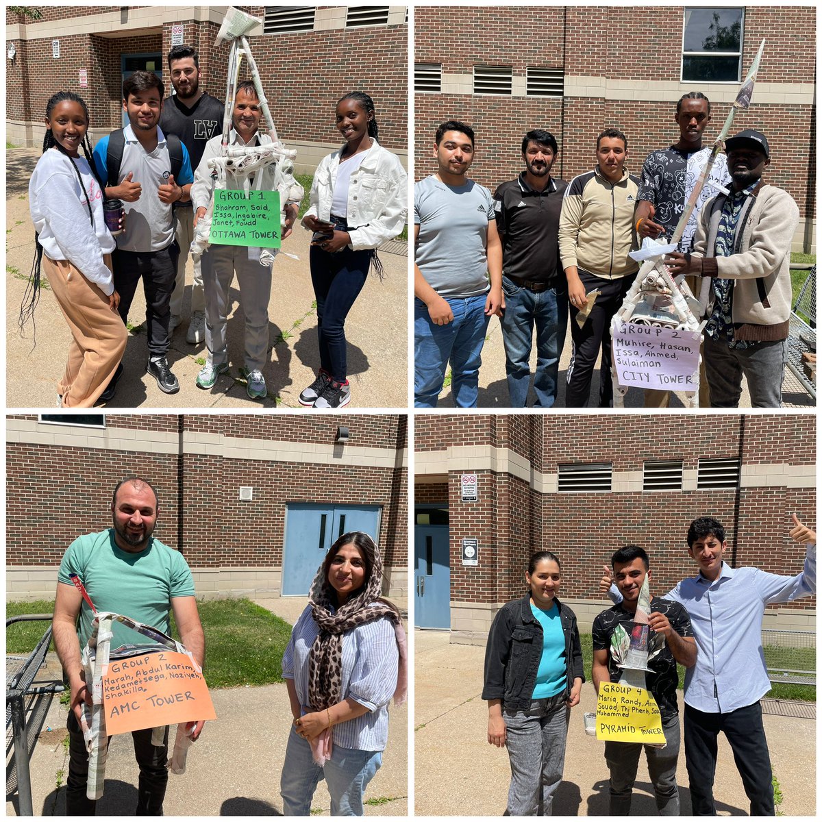 GetDiplomaFast's tweet photo. Here are the finished products  from the team tower build from yesterday! The winner was group 2 with their City Tower. It held more than 3 bricks! Great work to all groups! #adulted #teamwork #speakingEnglish https://t.co/oyohBPeAPs
