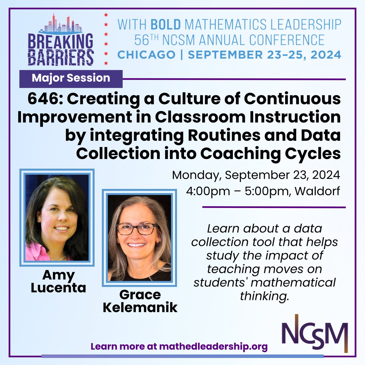 MathEdLeaders's tweet photo. #NCSM Major Session: Amy Lucenta and Grace Kelemanik are presenting in Chicago!

Learn about a data collection tool that helps study the impact of teaching moves on students' mathematical thinking.

Early-bird pricing thru 7/15. https://t.co/8mhvA1L3rh

#NCSMBold #ileadmath https://t.co/LV0JltMVZW