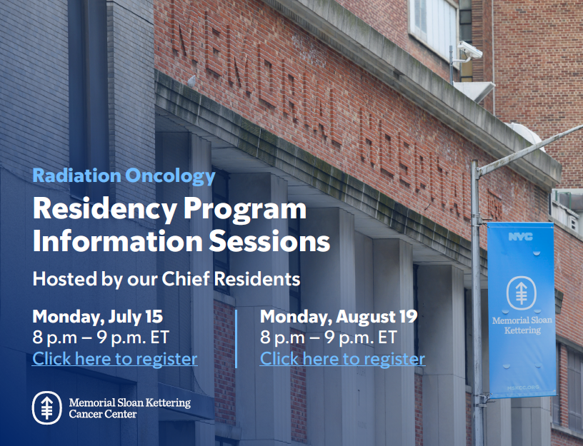 Memorial Sloan Kettering Radiation Oncology (@msk_radonc) on Twitter photo ☢️🏙️ Learn about the <a href="/MSKCancerCenter/">Memorial Sloan Kettering Cancer Center</a> #RadOnc residency program in beautiful NYC from our Chief Residents 🚕🥯🍕🖼️💃🪩🍽️🍣🌆
📅Monday, July 15 8–9 pm ET
Register here: meetmsk.zoom.us/meeting/regist…
📅Monday, August 19, 8–9 pm ET
Register here: meetmsk.zoom.us/meeting/regist… ☢️🏙️ Learn about the <a href="/MSKCancerCenter/">Memorial Sloan Kettering Cancer Center</a> #RadOnc residency program in beautiful NYC from our Chief Residents 🚕🥯🍕🖼️💃🪩🍽️🍣🌆
📅Monday, July 15 8–9 pm ET
Register here: meetmsk.zoom.us/meeting/regist…
📅Monday, August 19, 8–9 pm ET
Register here: meetmsk.zoom.us/meeting/regist…