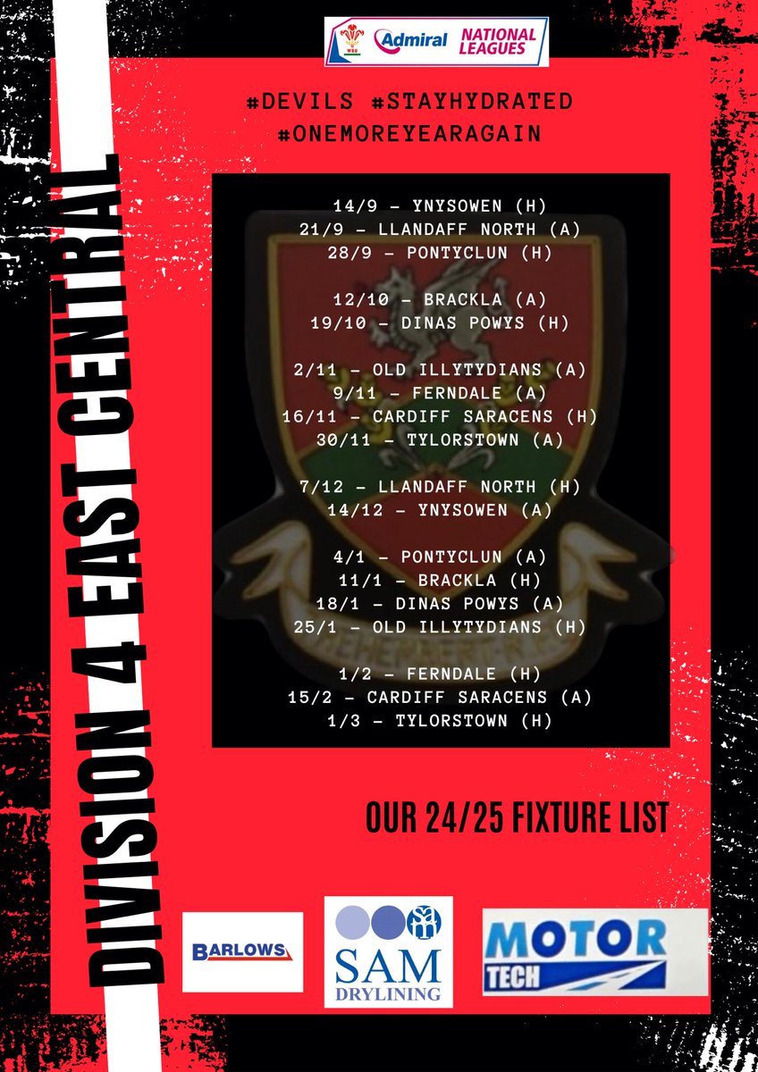 24/25 season fixtures 👹👹