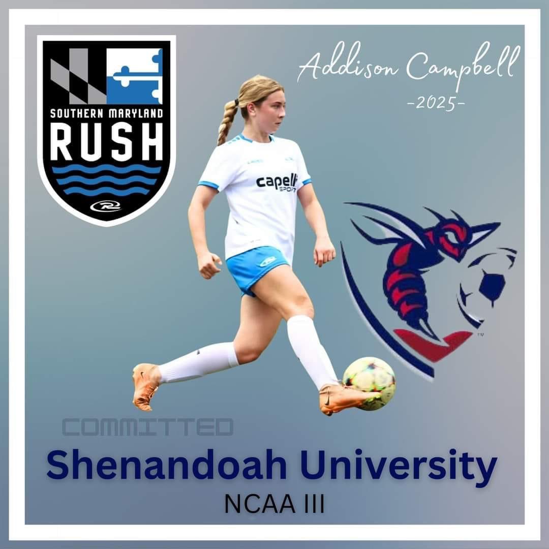 Southern Maryland Rush Soccer (@somdrushsoccer) on Twitter photo Congratulations Addison Campbell on your commitment to play soccer at Shenandoah University!
#southernmarylandrush #shenandoahuniversity #rushsoccer <a href="/cap_rush/">Rush College Advisory Program</a> <a href="/RushSoccer/">Rush Soccer</a> <a href="/ShenandoahU/">Shenandoah University</a> Congratulations Addison Campbell on your commitment to play soccer at Shenandoah University!
#southernmarylandrush #shenandoahuniversity #rushsoccer <a href="/cap_rush/">Rush College Advisory Program</a> <a href="/RushSoccer/">Rush Soccer</a> <a href="/ShenandoahU/">Shenandoah University</a>