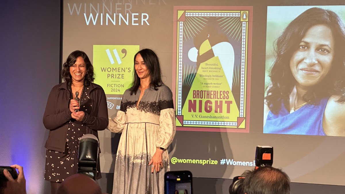 And the winner of the #WomensPrize for Fiction is V.V. Ganeshananthan for Brotherless Night. Find it here: waterstones.com/category/cultu…