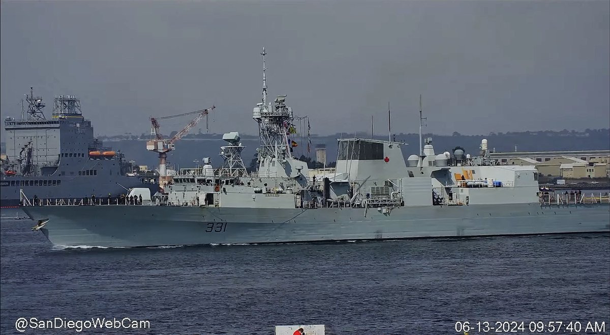 WarshipCam's tweet photo. HMCS Vancouver (FFH 331) Halifax-class frigate coming into San Diego - June 13, 2024 #hmcsvancouver #ffh331
SRC: webcam https://t.co/iSbPwZL6Ay