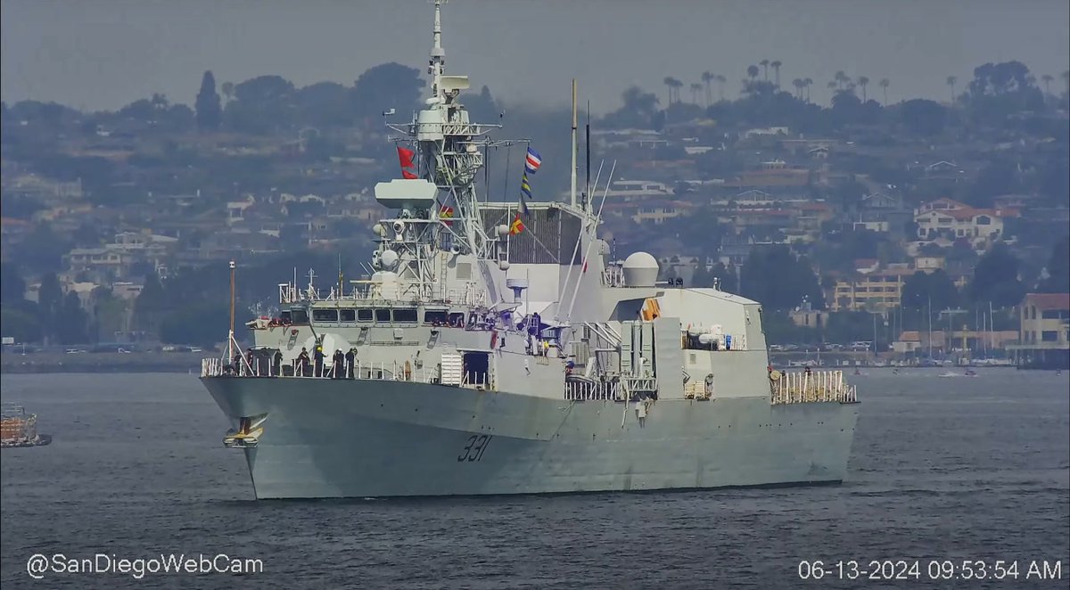 WarshipCam's tweet photo. HMCS Vancouver (FFH 331) Halifax-class frigate coming into San Diego - June 13, 2024 #hmcsvancouver #ffh331
SRC: webcam https://t.co/iSbPwZL6Ay