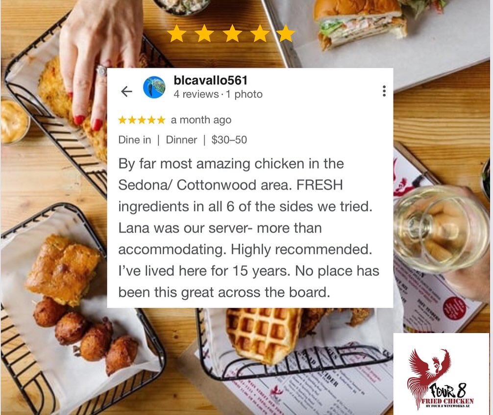 Four8Wineworks's tweet image. 🌟We’re feeling the love from our guests. Building a legion of Four 8 Fried Chicken fans here in Old Town Cottonwood. Stop in today and try it for yourself! And don’t forget to ask for your complimentary mead sample. #four8wineworks #four8friedchicken #mead #arizonawine