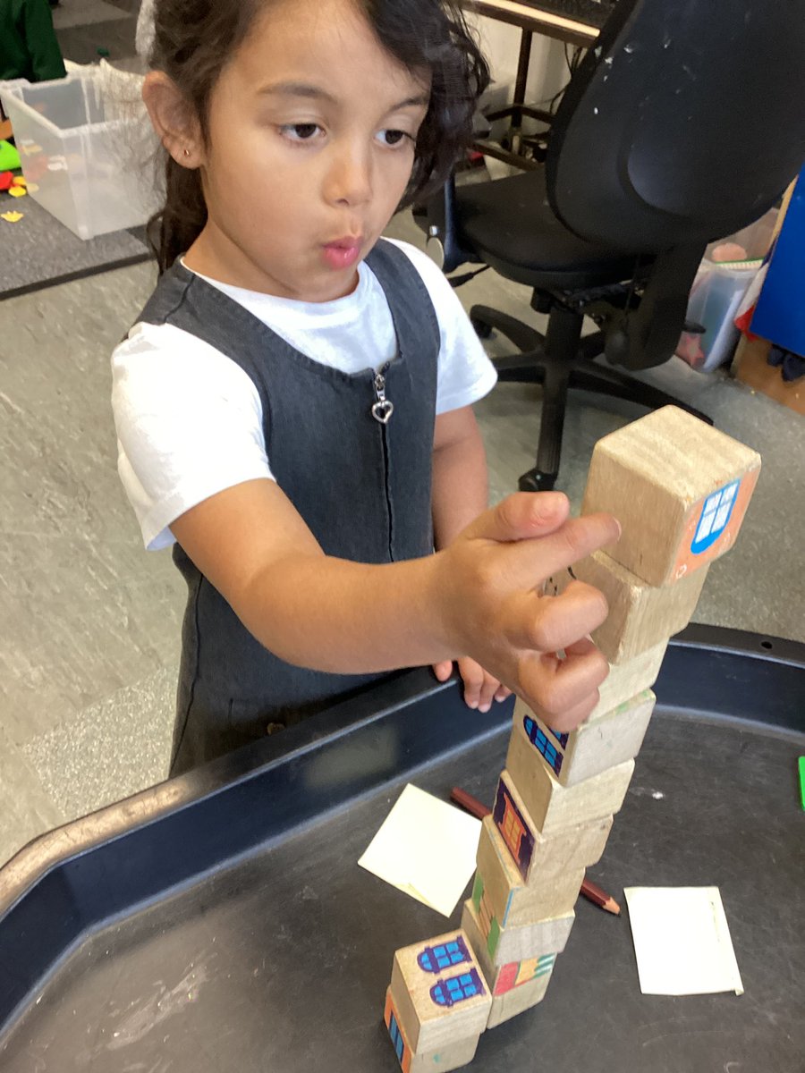 wyndclf's tweet photo. Reception’s maths key job challenge: build a tower using more than 10 blocks. Count carefully…children check to see if they’ve met the task. #LeighTrust #WPS #Reception #WhiteRose #Beyond10 https://t.co/645v9yU0wr