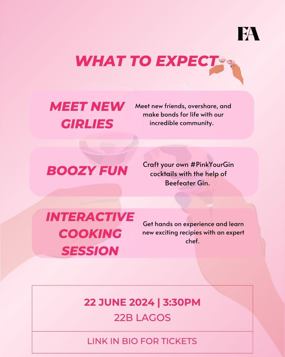 Hey girlies get your aprons and cocktail glasses ready! 

We are hosting our first ever Girls Night In and you’re invited to Sip n Cook with us! 👯‍♀️

Spend the afternoon at our fun cook-along session by <a href="/ABCat22B/">Anu Bello Culture at 22B</a> and learn how to make the perfect girl dinner and cute cocktails.