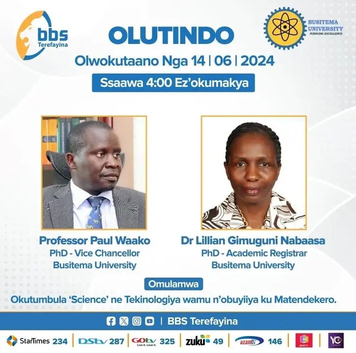 ButegaO's tweet photo. Theme: Promoting science &amp; technology and innovation in schools (Institutes and universities)@Busitema_university, @BBS_television https://t.co/pY3pYZh0VI