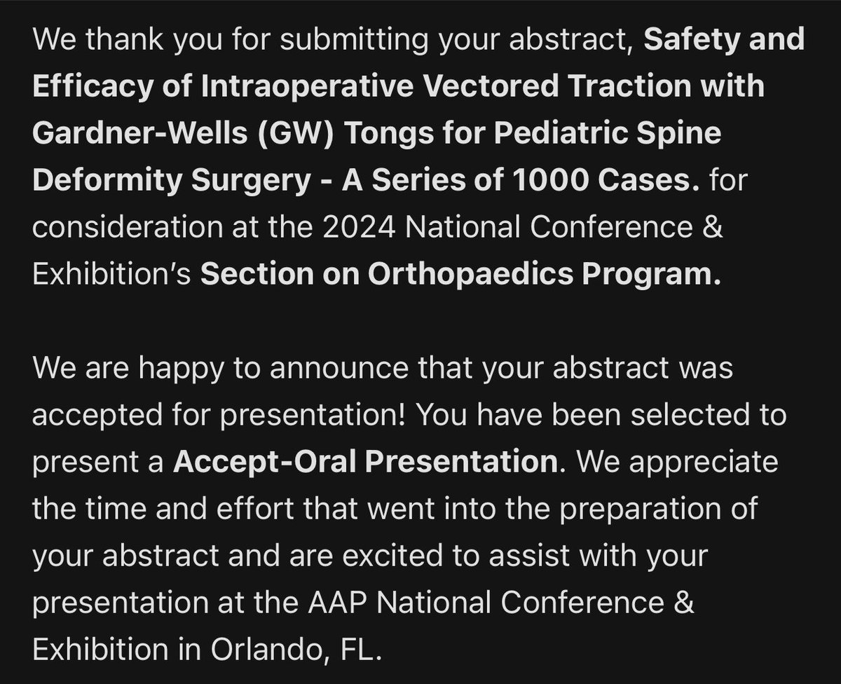 Krish Sardesai (@krishsardesai) on Twitter photo Excited to say our research on pediatric spine surgery with <a href="/ChildrensMercy/">Children's Mercy</a> has been accepted for Oral presentation at the AAP-Section on Orthopaedics. Excited to visit Orlando as a first time attendee of this great conference Excited to say our research on pediatric spine surgery with <a href="/ChildrensMercy/">Children's Mercy</a> has been accepted for Oral presentation at the AAP-Section on Orthopaedics. Excited to visit Orlando as a first time attendee of this great conference