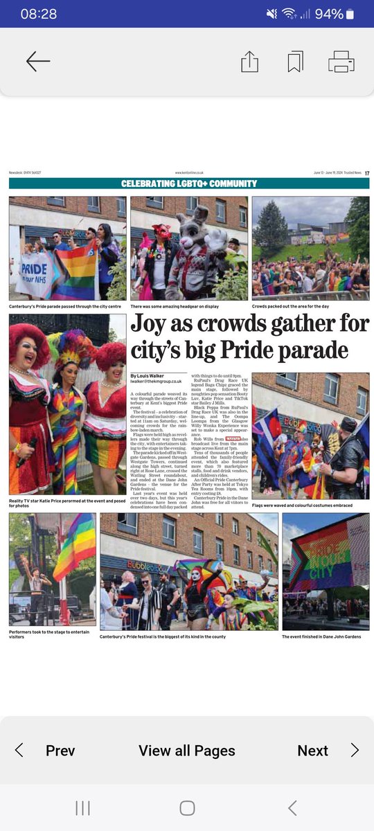 PaulFisheredit's tweet photo. Every now and again, I still break out the camera and do some traditional journalism, 20 years and counting! Here's today's @KentishGazette with coverage of @pridecanterbury. https://t.co/FqJ6aYUpHP