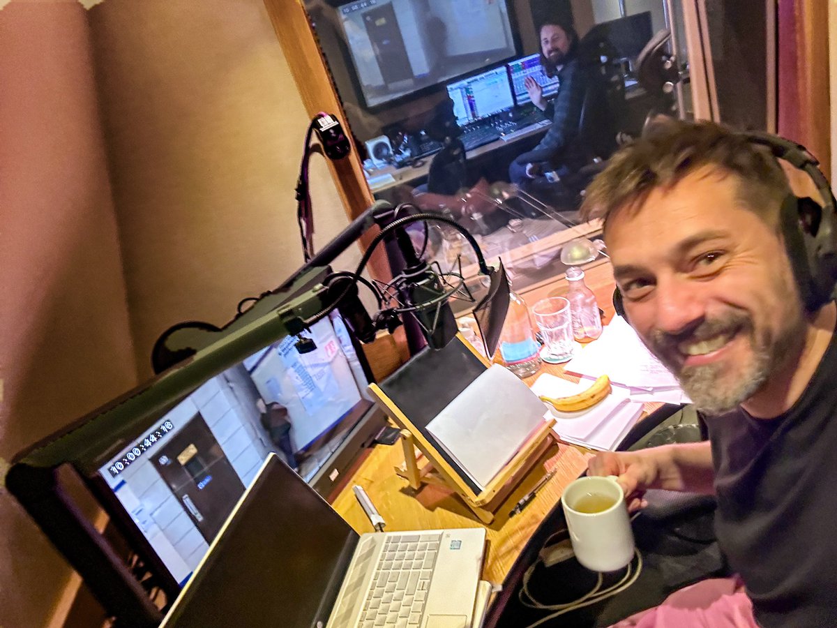 MrTimDunn's tweet photo. Dunn: done! You may hear the team’s sigh of relief, having extracted enough of my werdz complete the final voiceover of #SecretsOfTheLondonUnderground. Note celebratory cup of tea &amp; banana. Cheers @tobycampen &amp; all @Radiant_Post; @robdersley, Jacqueline Hewer &amp; all @brownbobprod https://t.co/Jqy5BuHxik