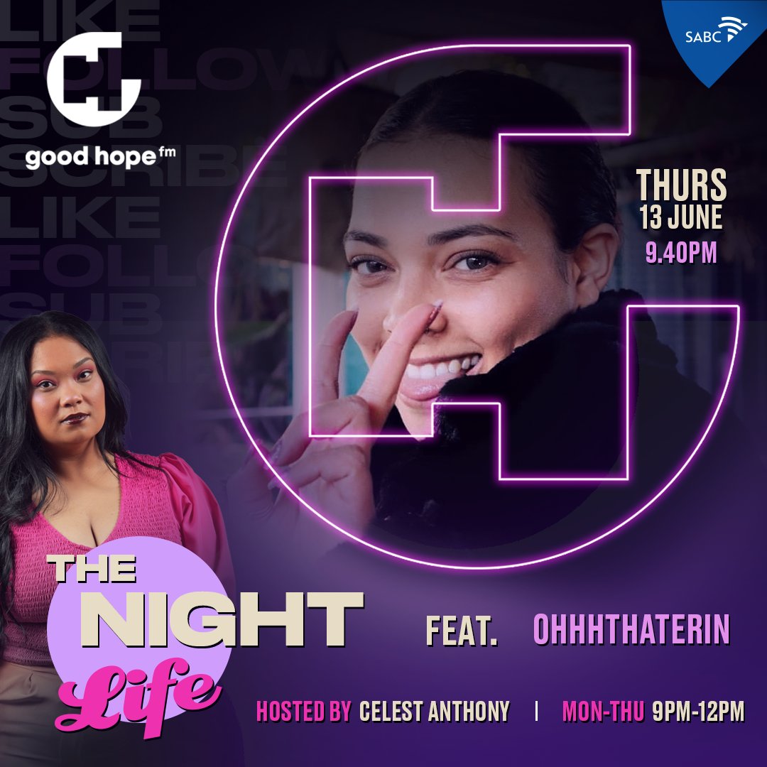 GoodHopeFM's tweet photo. ποΈ Exciting news!
#OhhhThatErin is on #TheNightLife with @celest_anthony tonight!
Tune in to the feature #LikeFollowSubscribe where we chat with content creators about all things social media.
Don't miss out on the fun and insights! π #CapeTownsOriginal https://t.co/OhTAZ5RD58