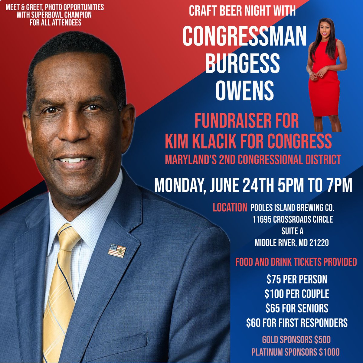 kimKBaltimore's tweet image. Have you RSVP’d for Craft Beer Night with @BurgessOwens?

Tickets are going fast 💨
Get Your Ticket➡️ secure.winred.com/kim-klacik/6-2…