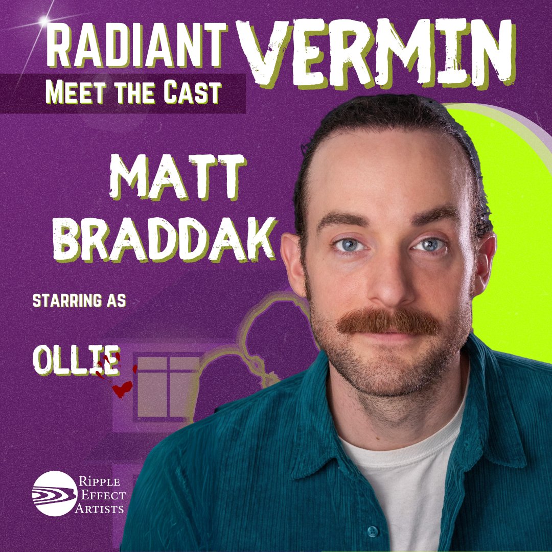 rippleeffectart's tweet photo. Matt Braddak makes a triumphant return to the Sargent Theatre starring as ‘Ollie’ in our upcoming production of “Radiant Vermin.” We’re happy to present this wonderful talent as he along with the rest of our cast.

Grab your tickets today at https://t.co/INccNPSl60! https://t.co/Aps5mGUilF