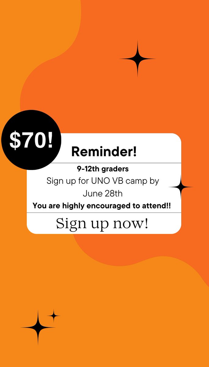 ‼️A reminder for the upcoming UNO volleyball camp at HHS ‼️ You are highly encouraged to attend!! The cost is $70 per athlete. Contact Coach Buderus with any questions!!