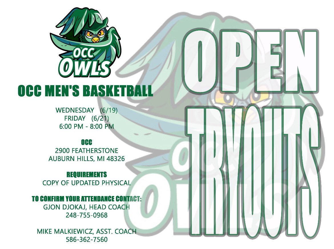 coach_djokaj's tweet image. Think you have what it takes? Join us at our open tryouts! #OWLNation #JUCOProduct