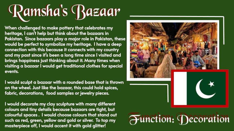 Mr_H_Teacher's tweet image. #HClass23 has been watching #TheGreatCanadianPotteryThrowdown on @cbcgem as part of our Art &amp;amp; Science (Form &amp;amp; Function) unit.
Challenge 1 was to create a functional pottery item that represented their heritage or nationality.
The Quick Write results were delightful to read.