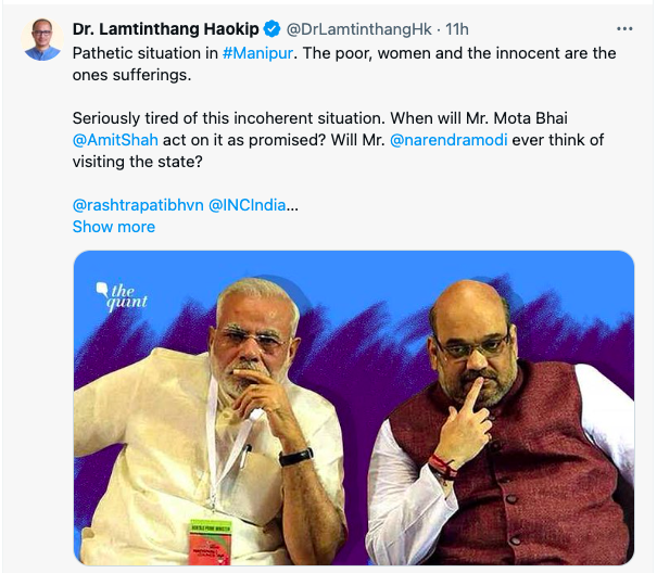 A Myanmar Buddhist monk said it.
A Prime Minister of Bangladesh said it.
But what made our Indian govt. protect #KukiTerrorsits and not its legitimate citizen #Meiteis⁉️ 

Despite more than 70K paramilitaries forces present in Manipur, which was sent by <a href="/AmitShah/">Amit Shah</a> in the early