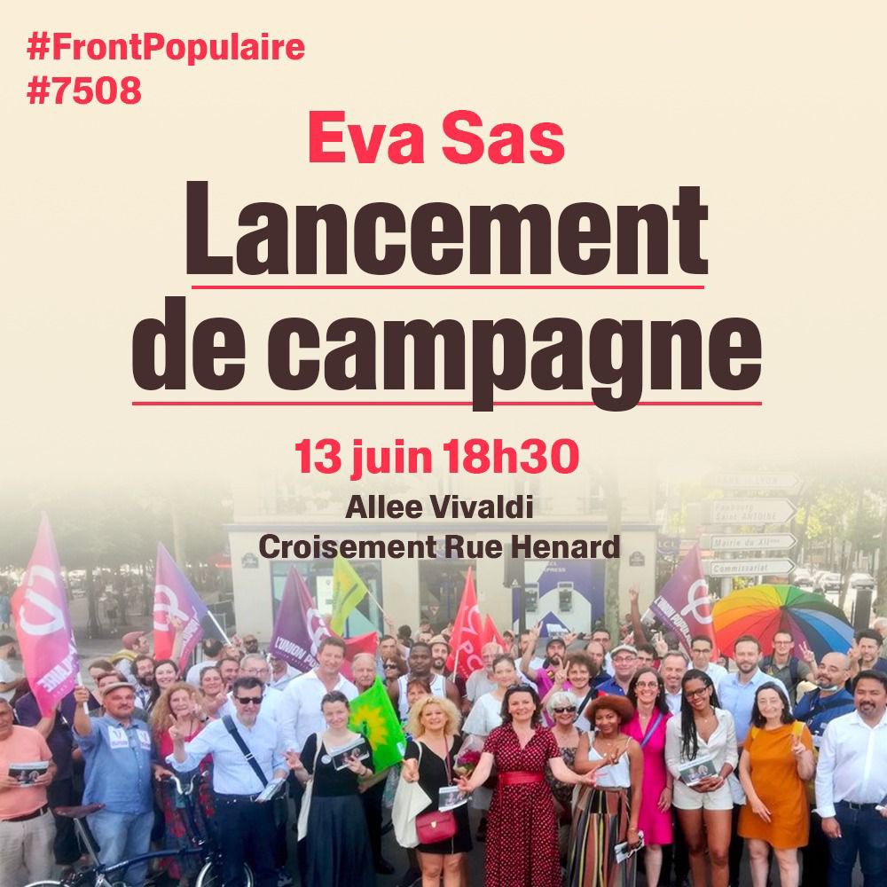 C’est parti pour la campagne de lancement de <a href="/_EvaSas/">Eva SAS</a> dans le 12e ! 
Une députée sortante féministe, écologiste à l’écoute des habitant•es 🤝 

En route vers la victoire 🔥
#frontpopulaire
