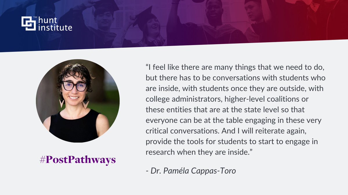 Hunt_Institute's tweet photo. 🧵Dr. Paméla Cappas-Toro discusses key barriers to postsecondary education access and how institutions and policymakers can work to correct these barriers. #PostPathways https://t.co/9cmtV40ojd