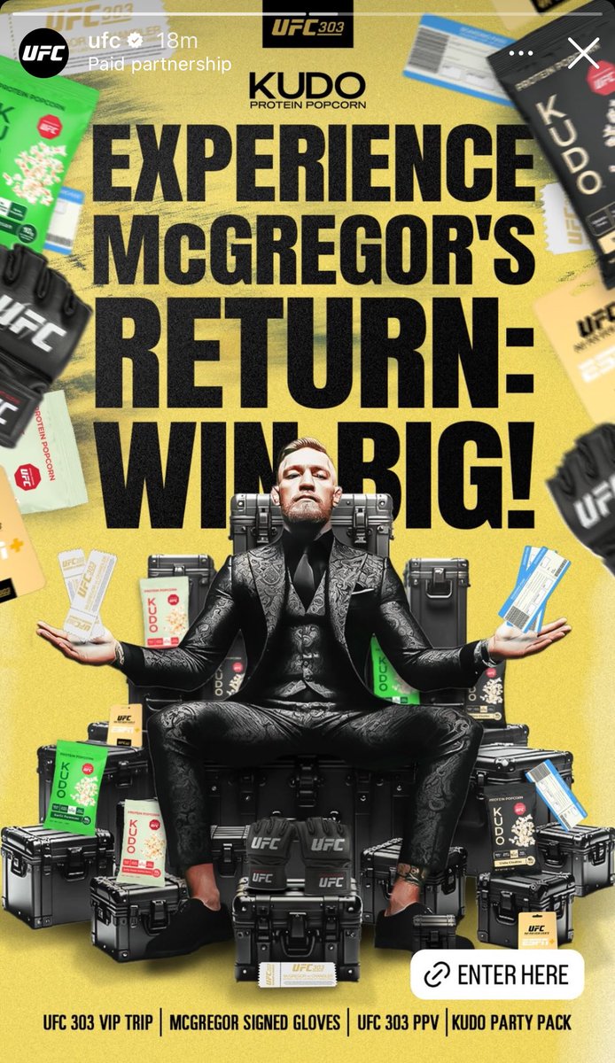 ChampRDS's tweet photo. The UFC just posted this to their Instagram story, promoting a #UFC303 VIP trip as “McGregor’s Return”…

#UFC #MMA https://t.co/GqB8FKpTGv