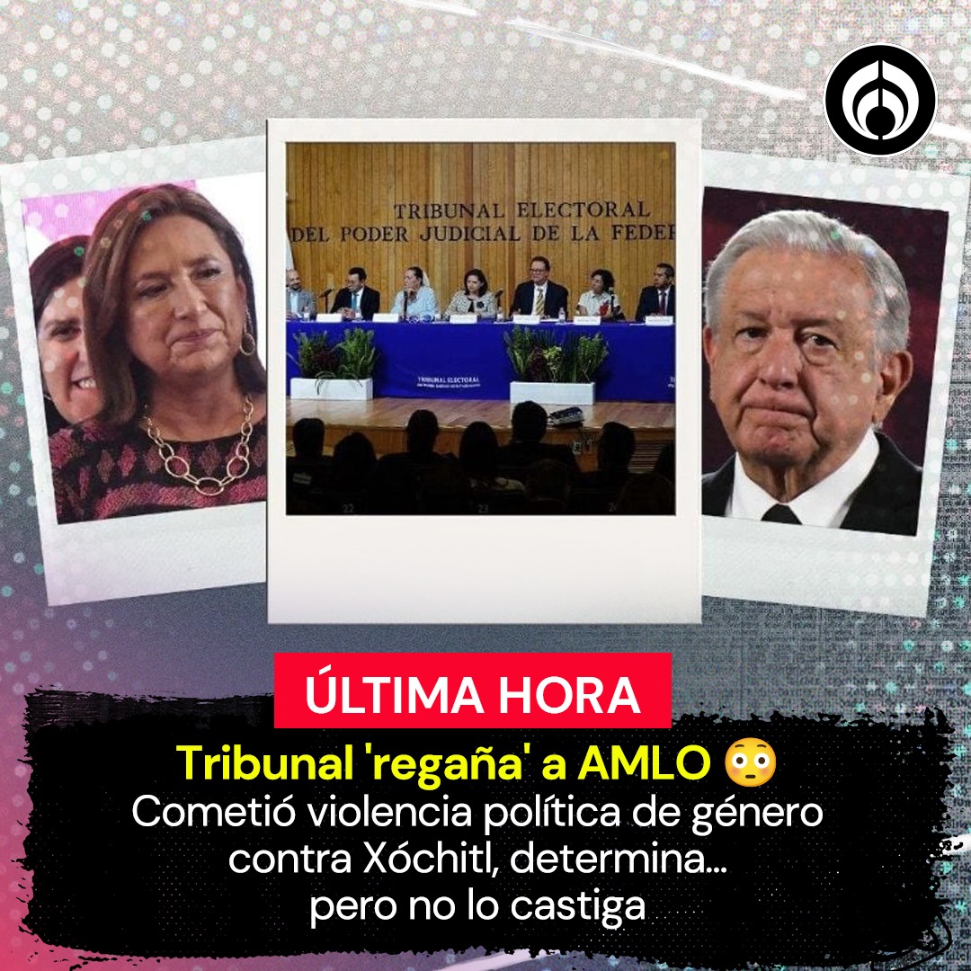 Radio_Formula's tweet photo. #ÚLTIMAHORA 🚨 El presidente Andrés Manuel López Obrador (AMLO) cometió violencia política de género en contra de Xóchitl Gálvez en al menos once mañaneras. La Sala Especializada del Tribunal Electoral consideró que los dichos del mandatario respecto a que Gálvez fue elegida por un grupo de hombres para lograr sus aspiraciones políticas.

☝️ Aunque fue declarado como responsable, López Obrador no será sancionado ni ingresado al Registro Nacional de Personas Sancionadas en Materia de Violencia Política de Género por normativa constitucional.

🔗: https://t.co/pVVBcjqQHd

#RadioFórmulaMx #AbriendoLaConversación