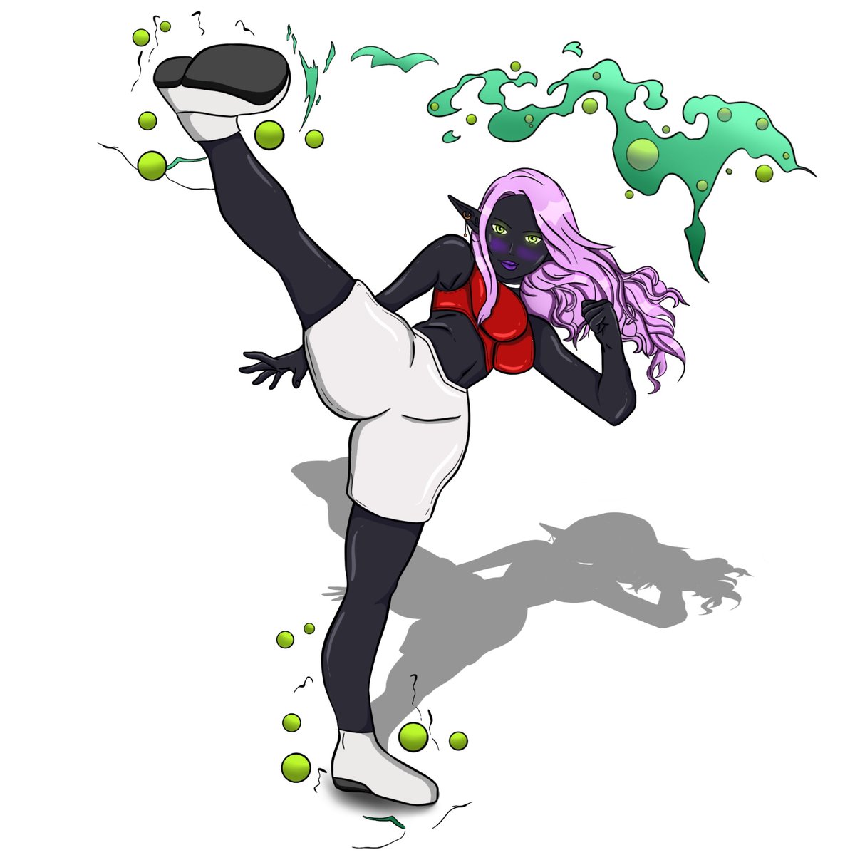 Heres "Zi'rrit" 

"She now employs her powerful legs in combat"
{Her swift, precise kicks strike fear into her enemies}

Commed by @/vyzud
#Commissioned #Sorceress #EerieMagic #EtherealBeauty #FantasyArt #OozeMagic #EnchantedSwamp #DarkMagic #artistontwitter