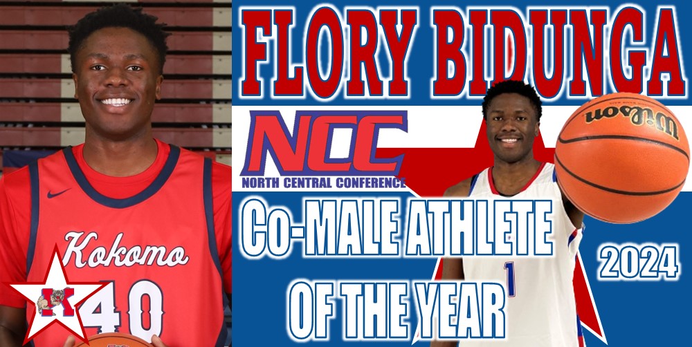 Congratulations to FLORY BIDUNGA on being named the 2024 North Central Conference co-Male Athlete of the Year! The Indiana Mr. Basketball was also a standout for the Wildkat soccer squad. Way to go, Flory! #LegacyMatters ❤️💙

<a href="/Kats_Principal/">Principal Blessing</a> <a href="/KHS_AD/">Kokomo Athletics</a> @WildkatBBall