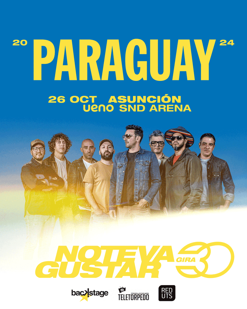 ntvgoficial's tweet photo. 🇵🇾 ¡PARAGUAY! 🇵🇾 Ahora si!! 🙌 Por supuesto que la Gira 30 Años tiene su parada obligatoria en Asunción! El próximo sábado 26 de octubre daremos un show imperdible en el UENO SND ARENA.

🎫Entradas a la venta a partir de mañana vienes a las 13h por RED UTS https://t.co/W1Jk6v22xC https://t.co/3alBoRjvQ8