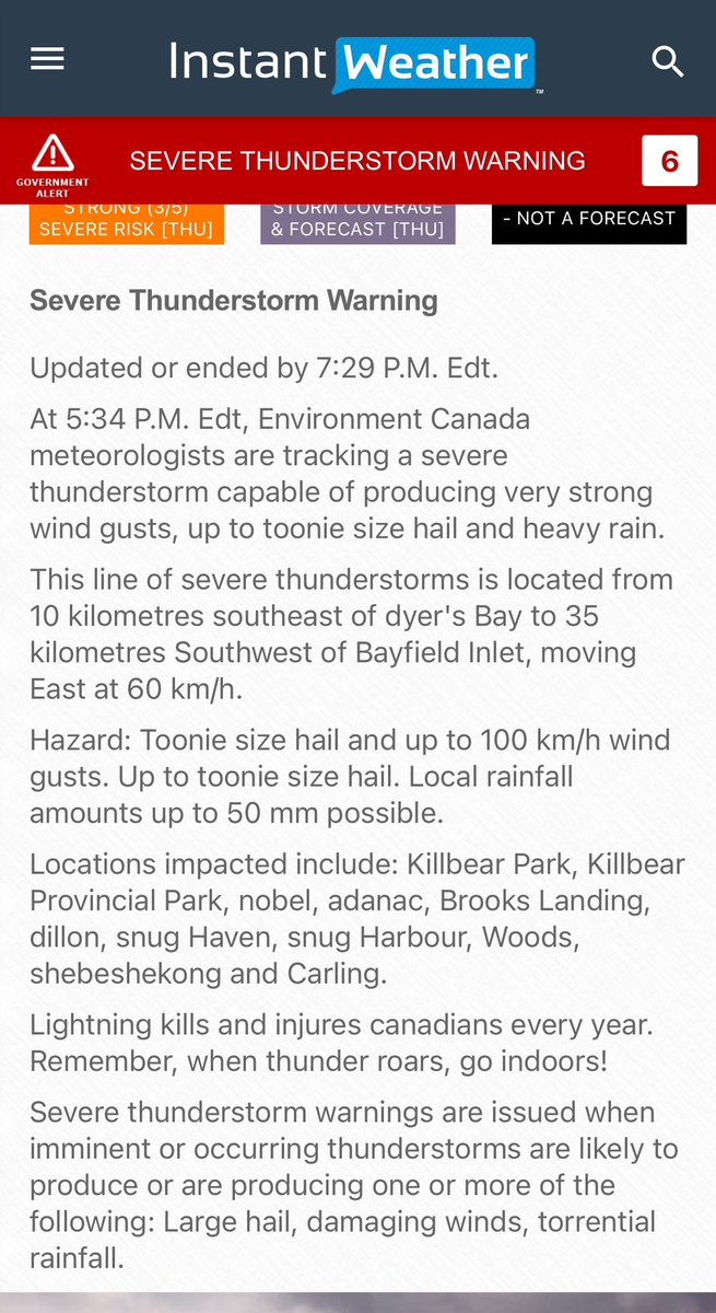 We are under a severe thunderstorm warning as well Squall warning on water.