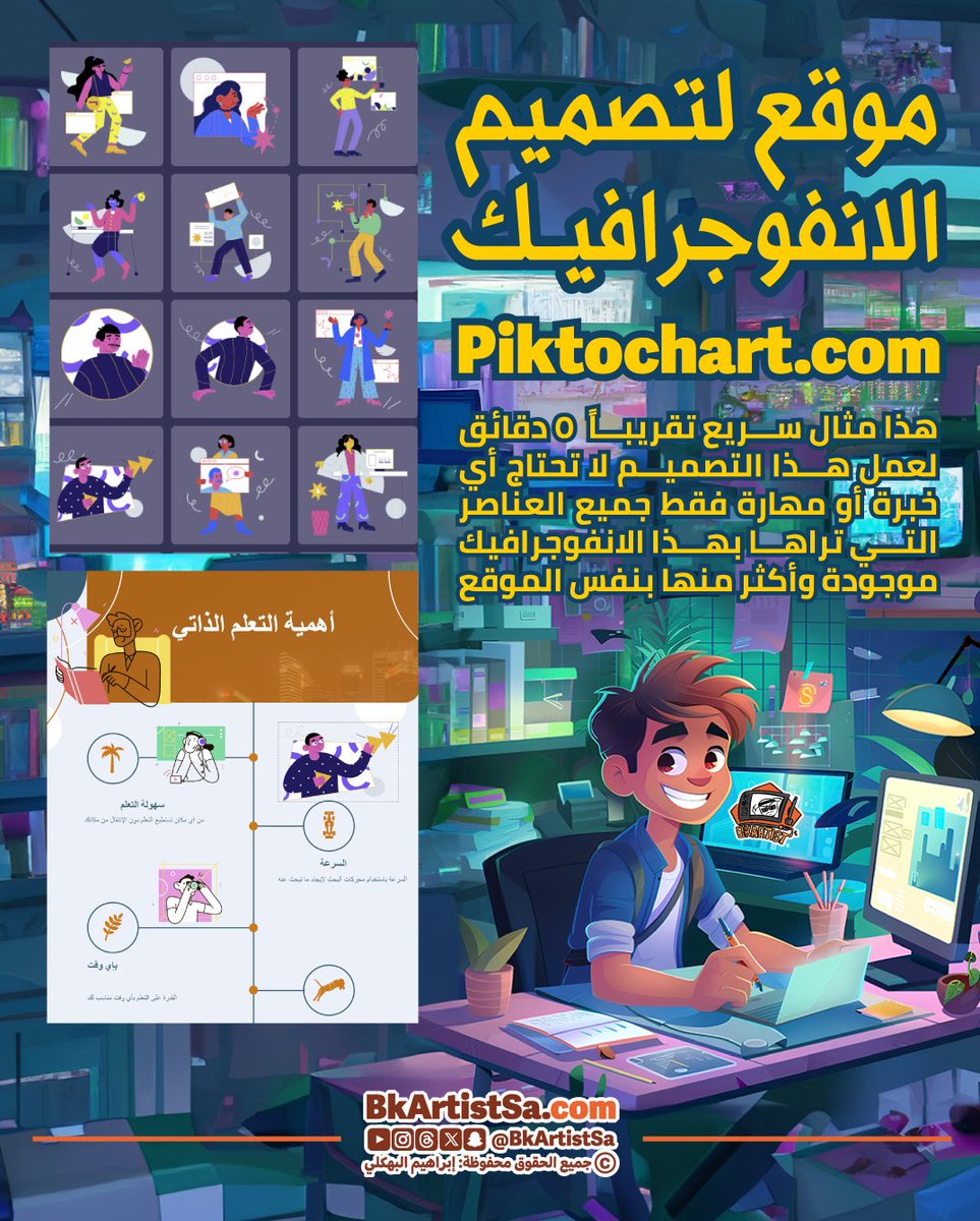 bkartistSA's tweet photo. موقع مفيد لتصميم الإنفوجرافيك 
يحتوي على رسومات كثيرة 
كما يدعم الموقع الكتابة باللغة العربية
لا تحتاج أي برامج فقط أختر القالب
 وأبدء بالتصميم داخل الموقع
https://t.co/9eOU37DyvN https://t.co/KMsCyOEEAv