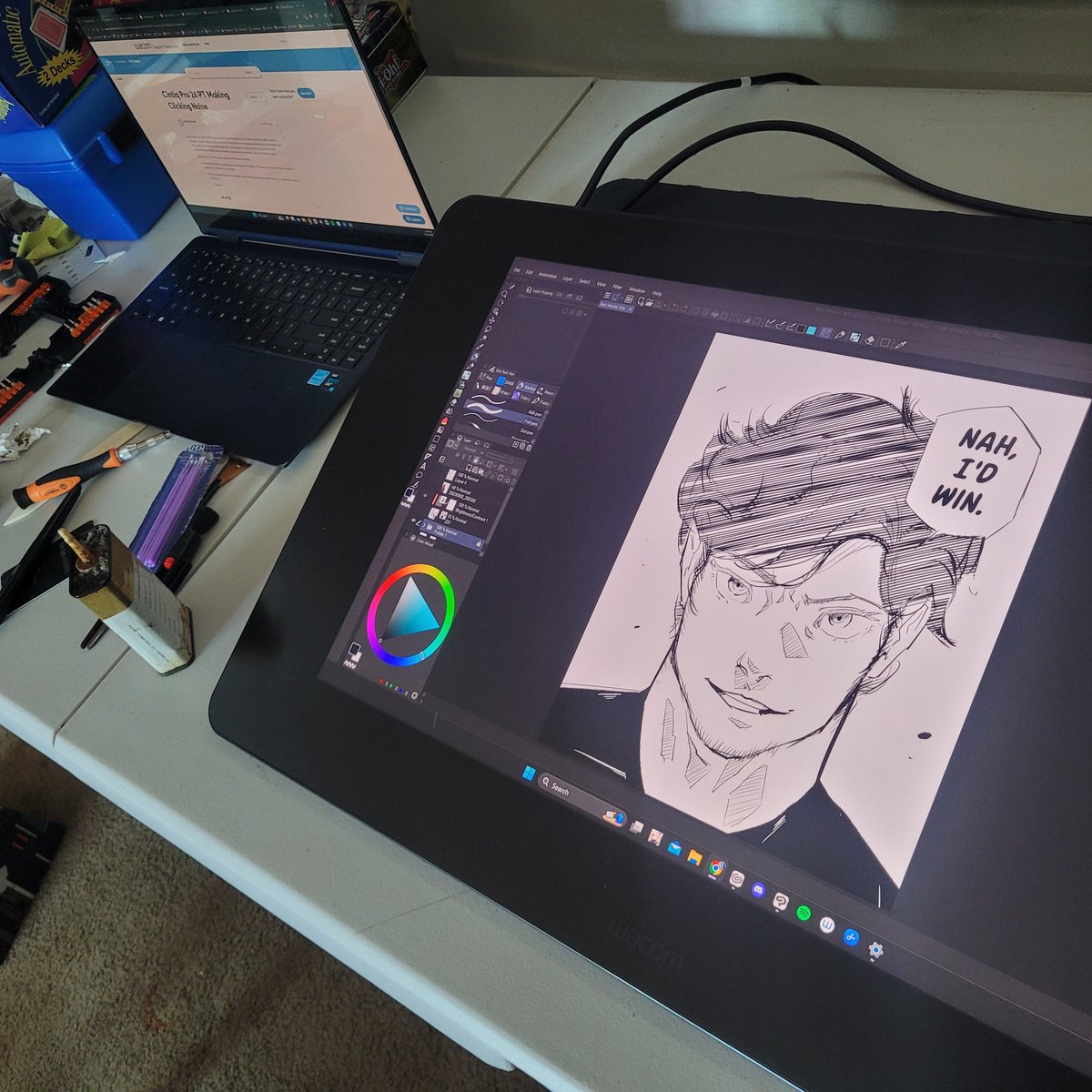 Cintiqs been running for 2 hours now hooked up to my laptop. No more crazy fan noise, no overheat, dead pixels &amp; nothing broken. 

I am proud, humbled, and tired