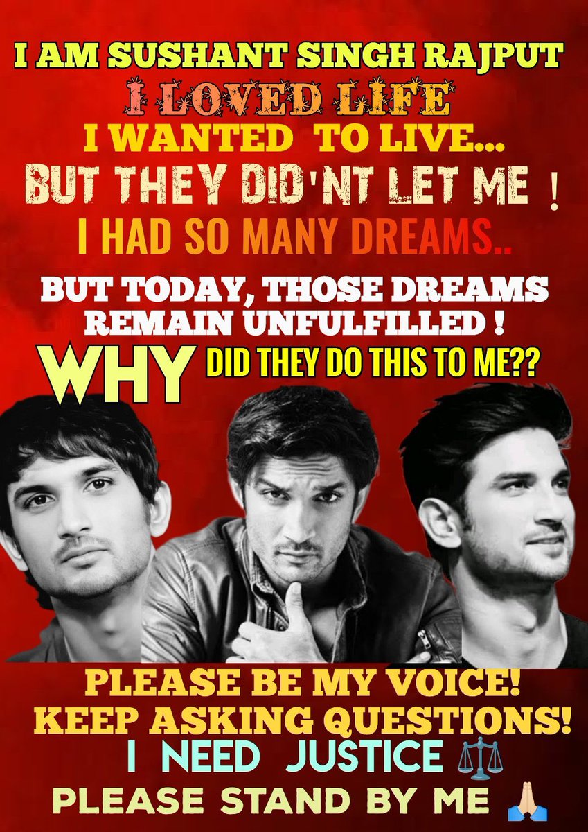 PIYALIBH's tweet photo. 4years Of Injustice To Sushant 💔 

Sushant  knew how do deal with failures.
He wouldn’t just learn things himself but would also inspire people around him to learn”— Ram Naresh Diwakar, his Sonchiriya co star..!! 

He was not depressed,
He didn’t commit suicide,
Sushant was murdered..

#JusticeForSushantSinghRajput is all we demand ✊🏼

@PMOIndia @HMOIndia 
 @rashtrapatibhvn  @VPIndia 
@DoPTGoI @MLJ_GoI 
@IPS_Association @arjunrammeghwal 
@CVCIndia @CBIHeadquarters 
@Copsview @narcoticsbureau 
@dg_ncb @dir_ed
@AshwiniVaishnaw @BJP4India