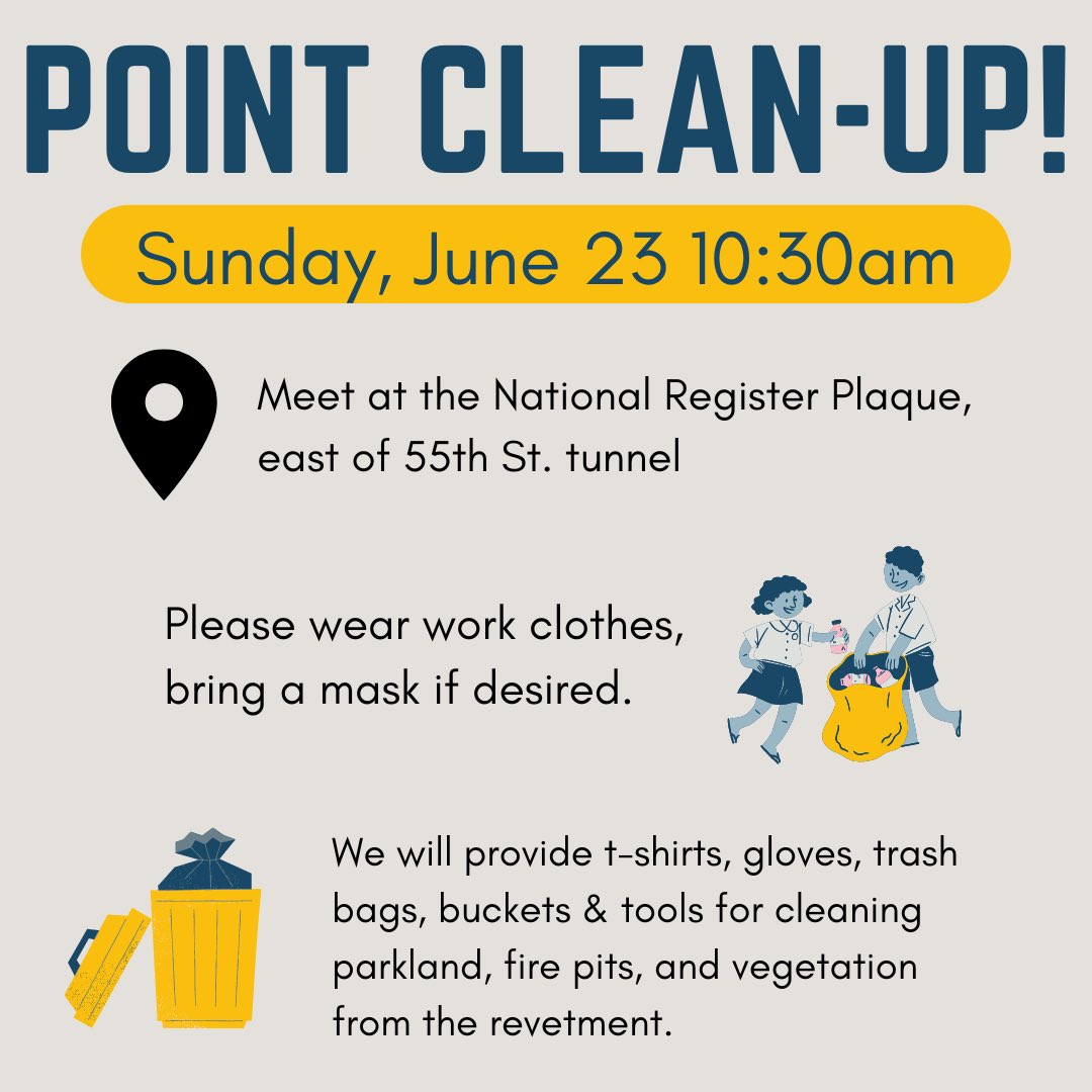 Join us next weekend for Point clean up! Sunday, June 23 10:30-noon ☀️