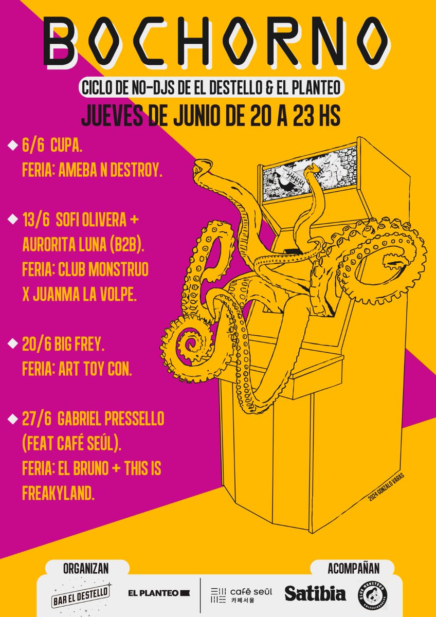 hernanpanessi's tweet photo. Plan para hoy: segunda fecha de #Bochorno, el ciclo de no-DJs de @elplanteo + @bareldestello. Pasan música las pibardas @AuroraLuna &amp; @sofiestita y viene @JuanmaLaVolpe con su Club Monstruo. Desde las 20hs en Gascón 1460, ENTRADA GRATIS. Música, traguitos, amigos y videojuegos. https://t.co/CToInrwpG5