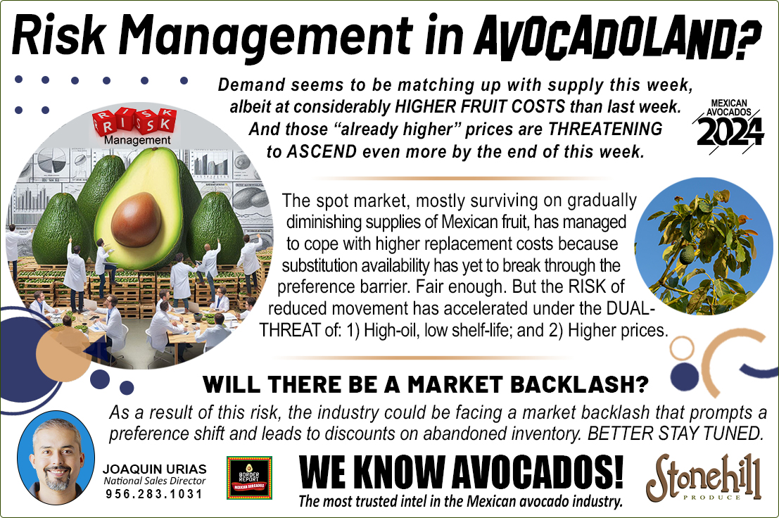 HassAvocadoXprt's tweet image. Minimize your 🥑 risk and maximize your profit. 📈 Make sure you have the MOST TRUSTED intel on the U.S. Avocado Deal. Don't do the deal without the intel!

Get the intel, let's talk #avocados, or get some orders going. Contact Joaquin at 956.283.1031 

#avolovers #grocery
