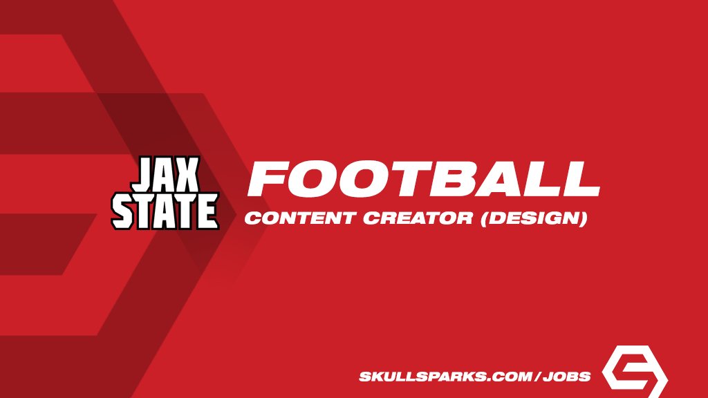 New opportunity with <a href="/JaxStateFB/">Jax State Football</a>
Content Creator (Design Emphasis)
Jacksonville, Alabama
tinyurl.com/5arca4th

SkullSparks.com/jobs