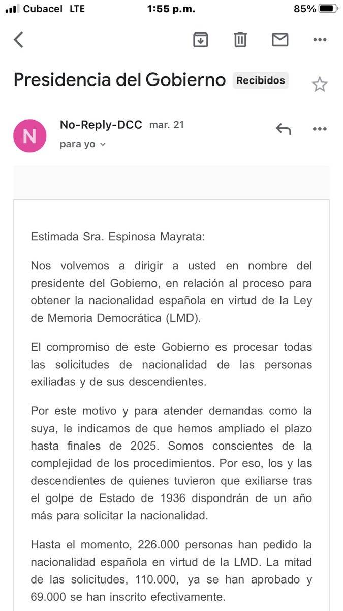 Una cubana 🇨🇺 🇪🇸✍️ (@cubasaily) on Twitter photo Un poco más de tranquilidad para toda la comunidad de descendientes <a href="/PiliCancela/">Pilar Cancela/❤️</a> ahora sólo necesitamos un poco de agilidad en el proceso para poder retornar 🙏 Un poco más de tranquilidad para toda la comunidad de descendientes <a href="/PiliCancela/">Pilar Cancela/❤️</a> ahora sólo necesitamos un poco de agilidad en el proceso para poder retornar 🙏